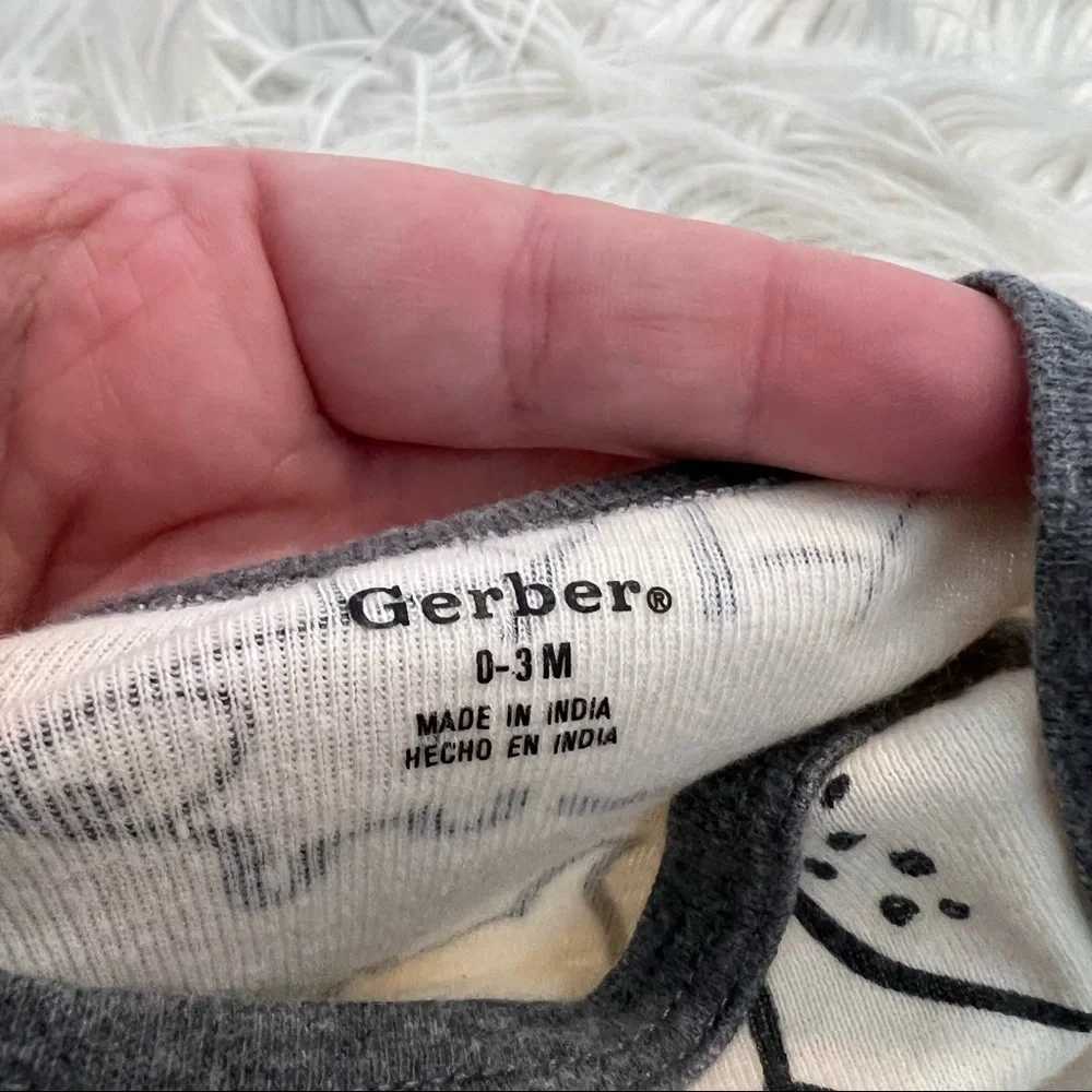 Gerber Bear Short Sleeve Onesie Beige Gray
